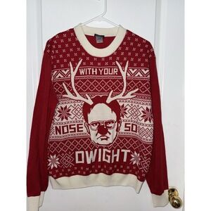 The Office Ugly Christmas Sweater With Your Nose So Dwight Size Large
